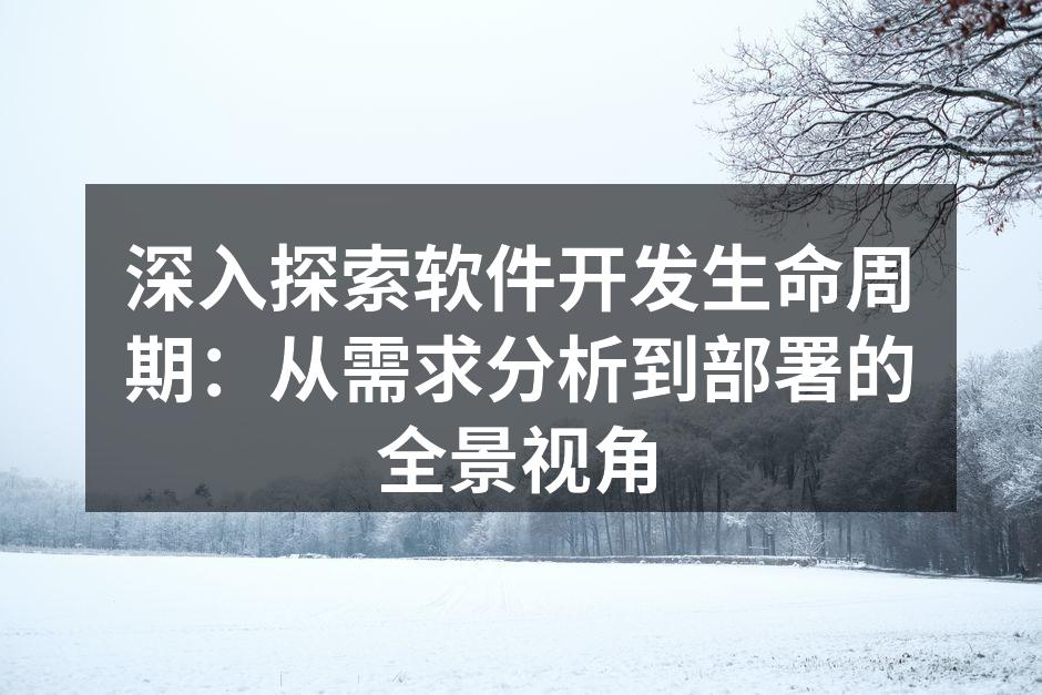深入探索软件开发生命周期:从需求分析到部